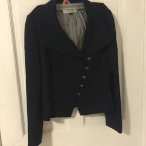 Tahari asymmetrical navy blazer 4P